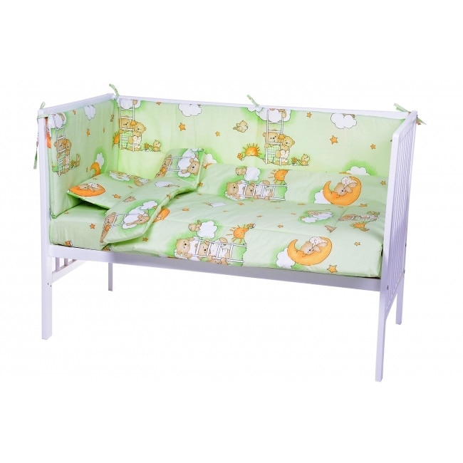 Lenjerie patut cu 5 piese Sleepy Teddy Bear Green 007