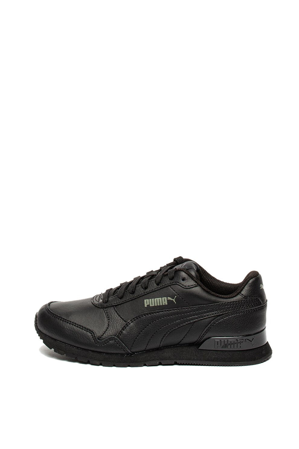 Puma, Pantofi sport de piele, cu garnituri sintetice ST Runner v2, Negru