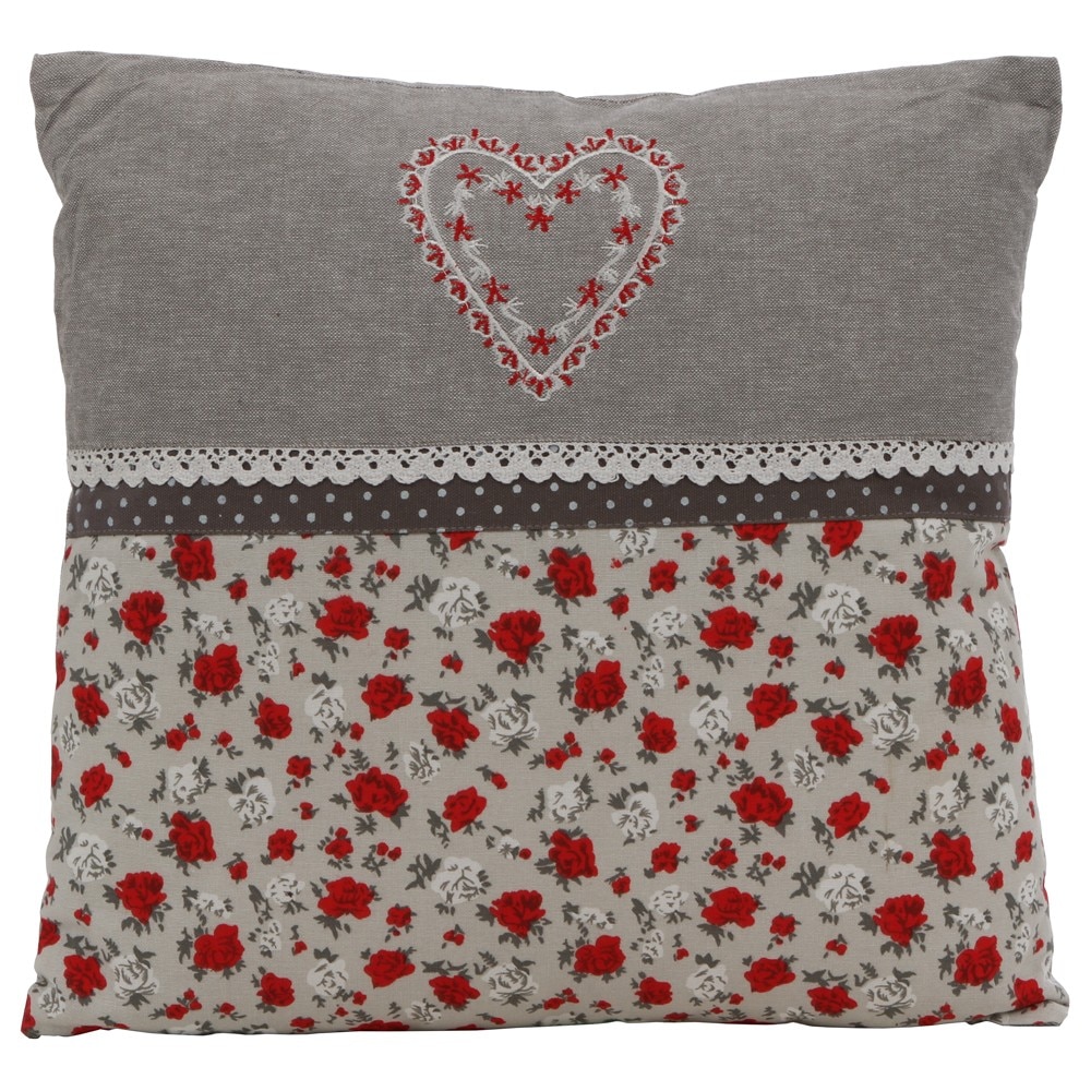 Perna iMKⓇ, Multicolor, Ofera incaperii un aer relaxant si primitor, Cu print floral si aplicatii brodate, 40 x 40 cm, AN