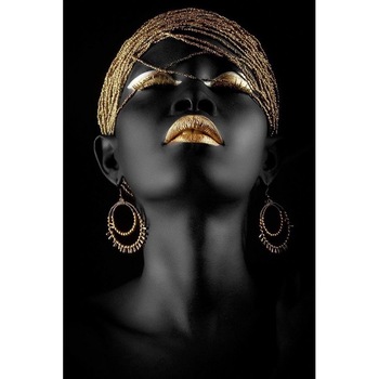 Tablou Canvas, Golden lips, 50 x 80 cm, Rama lemn, Multicolor Tablou Canvas, Golden lips, 50 x 80 cm, Rama lemn, Multicolor