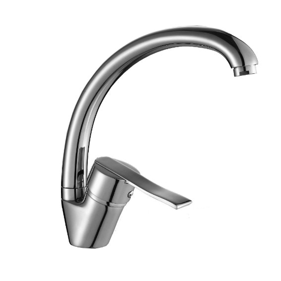 Baterie bucatarie CasaBlanca,Monocomanda,Lebada,Cartus ceramic,Argintiu