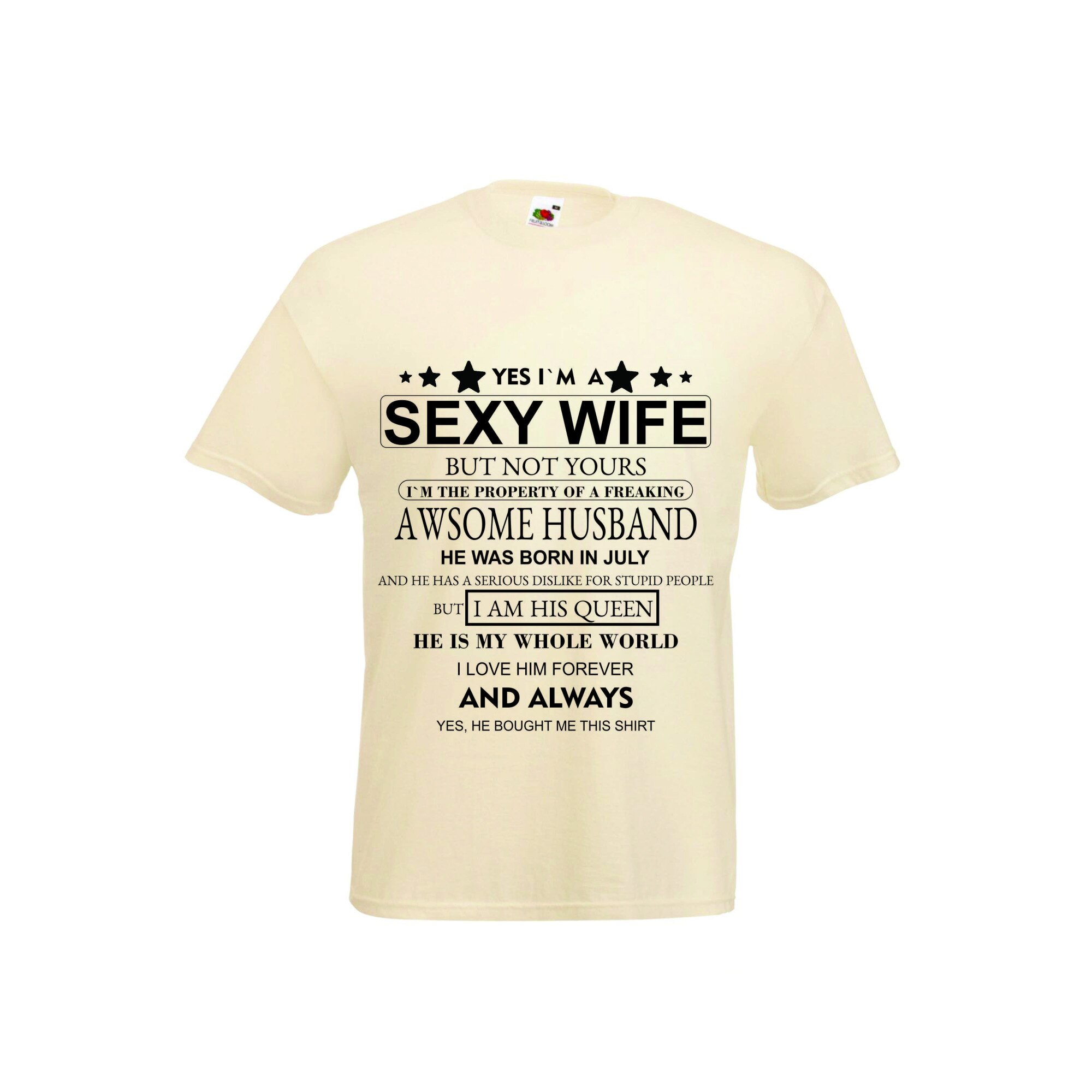 Tricou Sexy Wife , Alcor Print, Bumbac, Alb