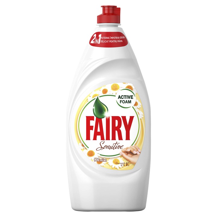 Detergent de vase Fairy Sensitive, Chamomile and Vitamin E, 900 ml