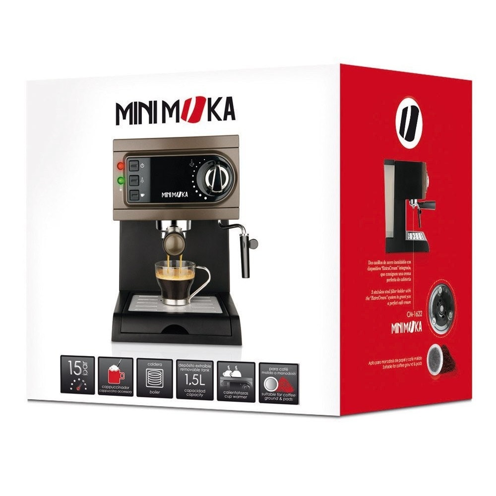 MiniMoka CM-1622 Black Cafetera Espresso 15bar 1.25L 1050W