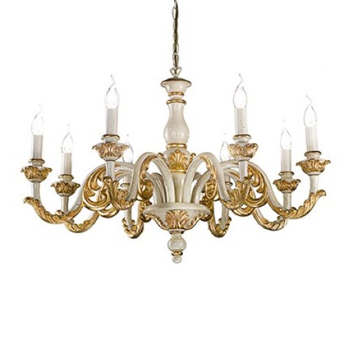 Lustra Giglio SP8,IDEAL LUX,metal,lemn,auriu