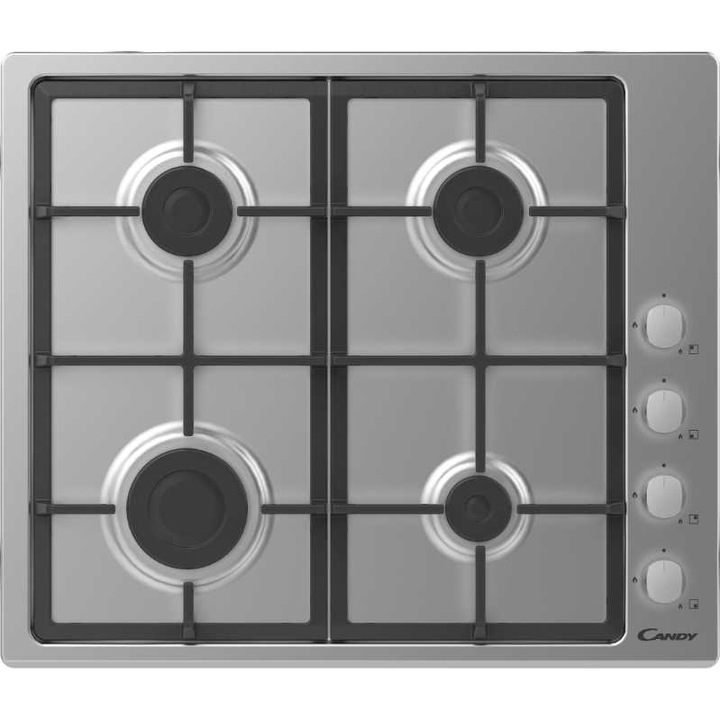 Candy CHG6LX Gáz főzőlap, 60cm, 4 főzőzóna, mechanikus vezérlés, inox