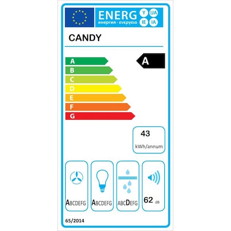 Hota incorporabila decorativa Candy CVMA60N, 502 m3/h, 60 cm, Clasa A, Full touch, LED, 60 cm, Sticla Neagra
