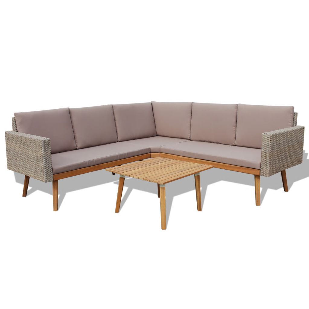 Set mobilier de gradina 13 piese, vidaXL, Gri, Lemn, 193 x 193 x 75 cm