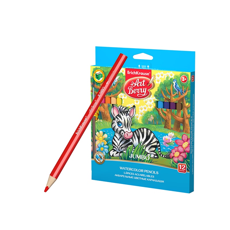 Set 12 Creioane colorate ErichKrause Artberry Jumbo, solubile, cu pensula si ascutitoare