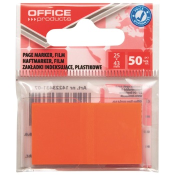 Page marker din plastic OFFICE Products, 25 X 43 mm, 50 file, portocaliu neon Page marker din plastic OFFICE Products, 25 X 43 mm, 50 file, portocaliu neon