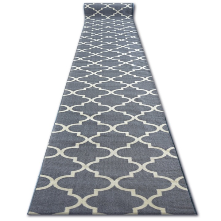 Dywany Łuszczów, csúszásgátlós marokkói futószőnyeg, lóhere mintás, szürke trellis 30352, 120 cm