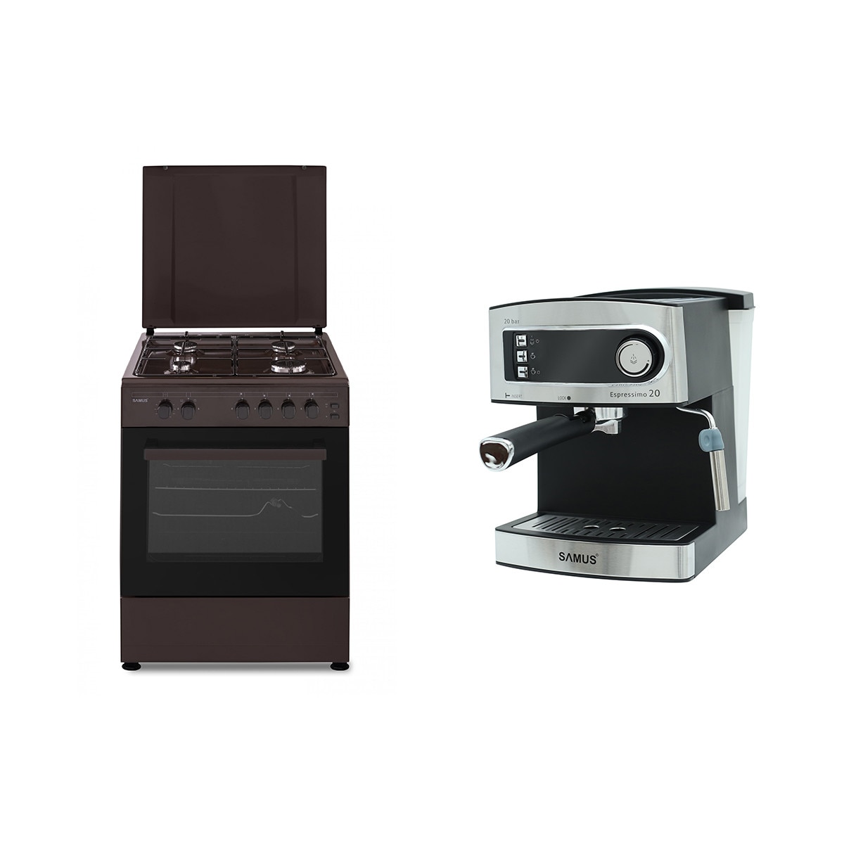 Pachet Aragaz Samus SM661MPGS + Espressor Samus Espressimo 20 Silver
