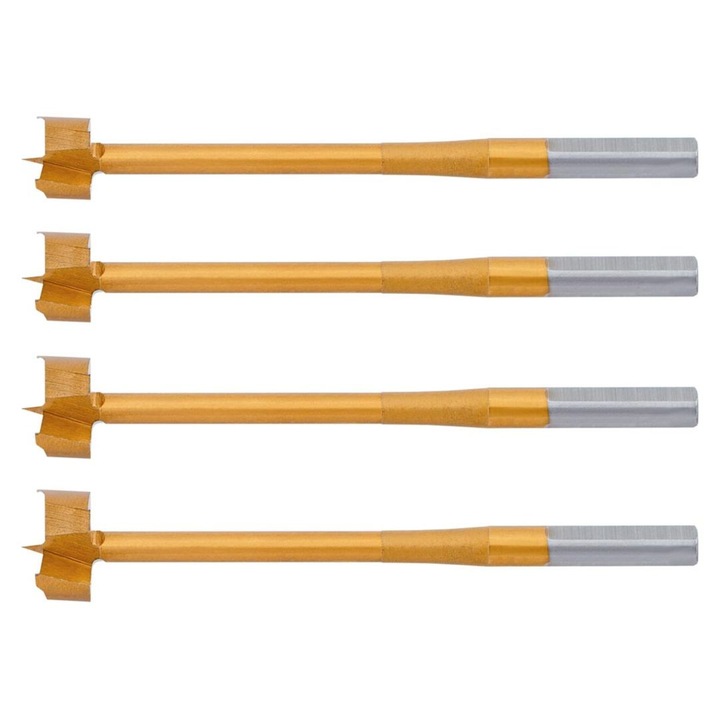 Set 4 burghii pentru lemn, acoperire multiunghi, TiN, Graphite 57H246