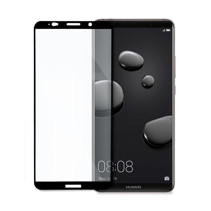 Стъклен Протектор за Huawei Mate 10 Pro, Удароустойчив, Full Coverage, Черен