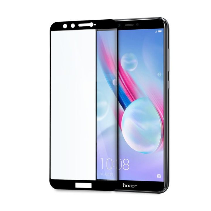 Иновативен 9D стъклен протектор за Huawei Honor 9 Lite, Цялостно покритие и залепване, Черен, Tech Armor
