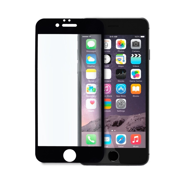 Стъклен Протектор за Apple iPhone 6 Plus, Shockproof, Full Coverage, Черен