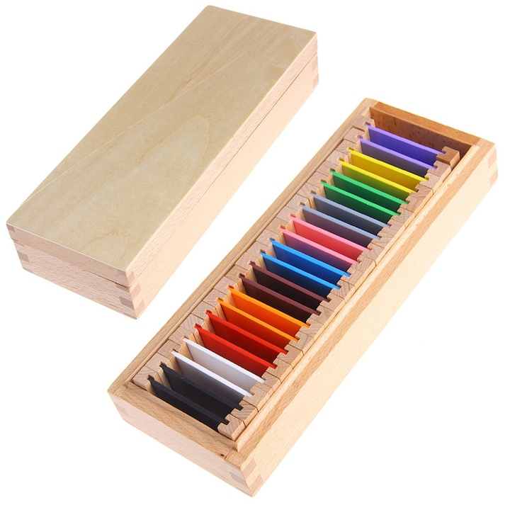 Цветни плочки на Монтесори, SmartBaby, Среден комплект, дървени цветни плочки
