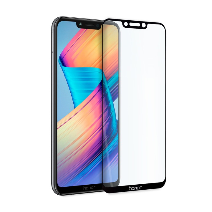 Üvegvédő Full Glue a Huawei Honor Playhez, Edzett üveg, Teljes fedés és ragasztás, Fekete