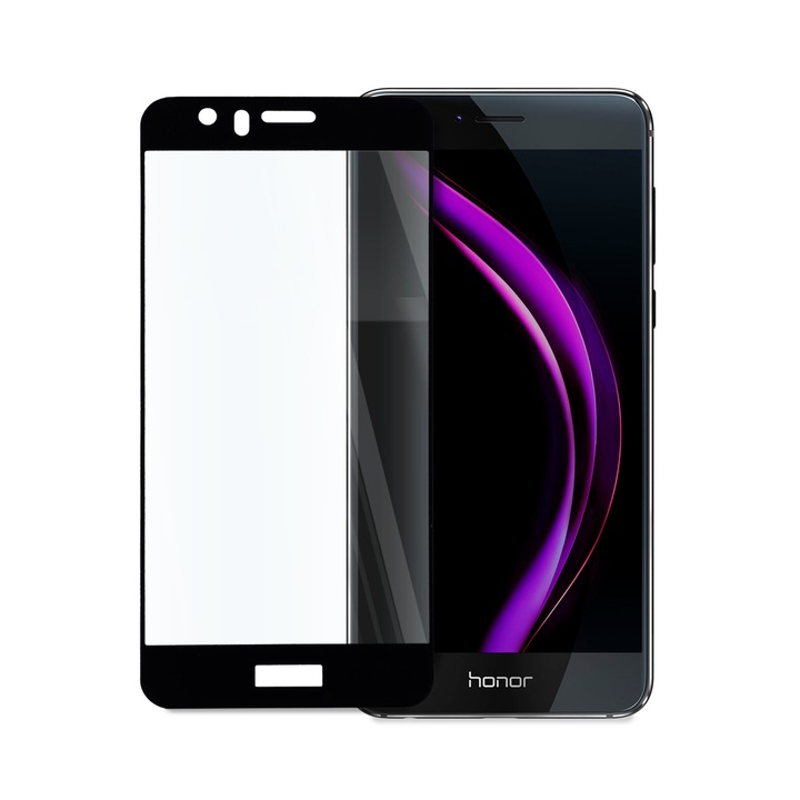 5D стъклен протектор за целият дисплей за Huawei Honor 8, Цяло лепило, Черен