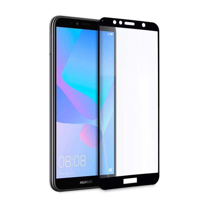 Стъклен Протектор Hicute за Huawei Y6 (2018), за Цял Дисплей, Full Glue, Full Cover, Черен