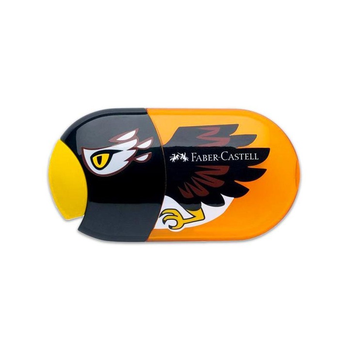 Faber-Castell 6628589 Faber-Castell: sas mintás dupla tartályos hegyező és radír