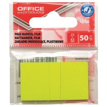 Page marker din plastic OFFICE Products, 25 X 43 mm, 50 file, galben neon Page marker din plastic OFFICE Products, 25 X 43 mm, 50 file, galben neon