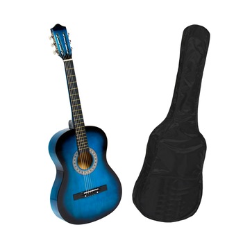 Chitara clasica din lemn 95 cm, albastra, husa nylon cadou Chitara clasica din lemn 95 cm, albastra, husa nylon cadou