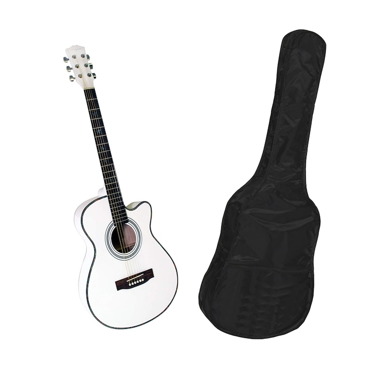 IdeallStore Klasszikus fa gitár 95 cm, klasszikus fehér, nejlon tok