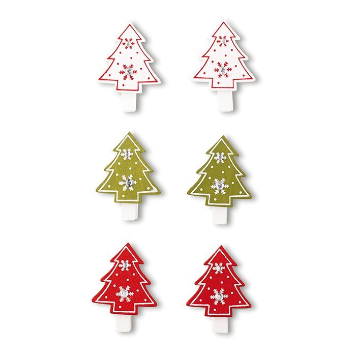Set 6 clipsuri din lemn in forma de brad CDT-CX1421-00