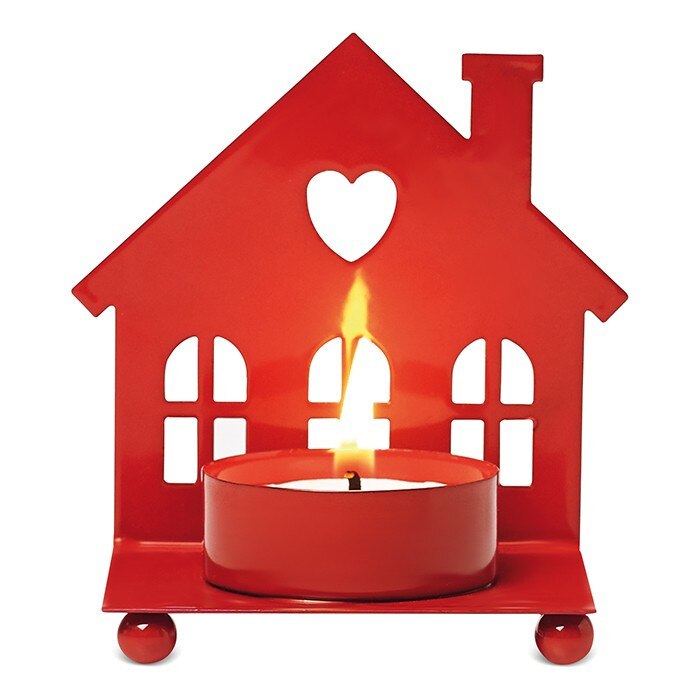 Suport lumanare in forma de casa - rosu CDT-CX1418-05