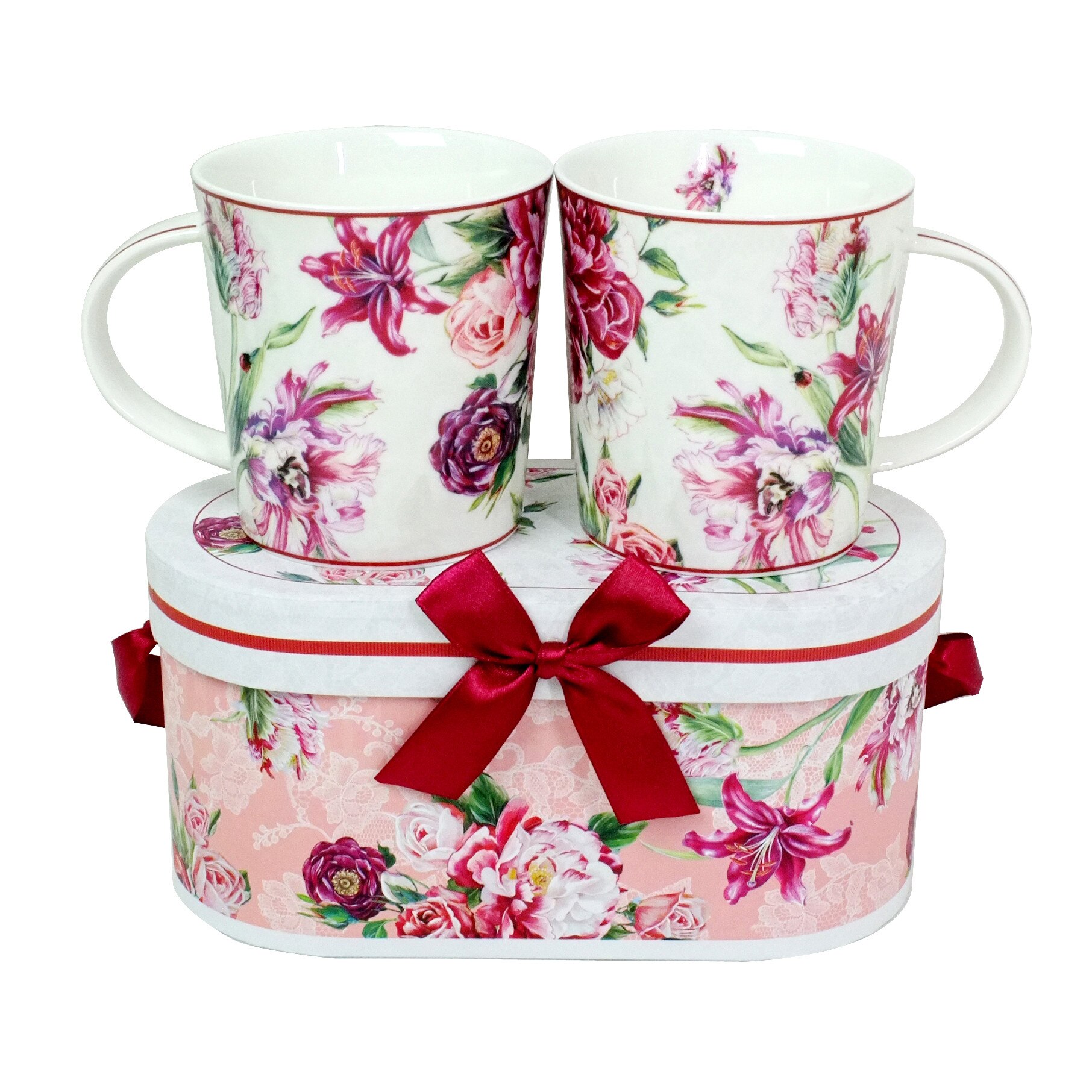 Set 2 Cani Portelan Bobo R2125T N D325, Floral, 300ml