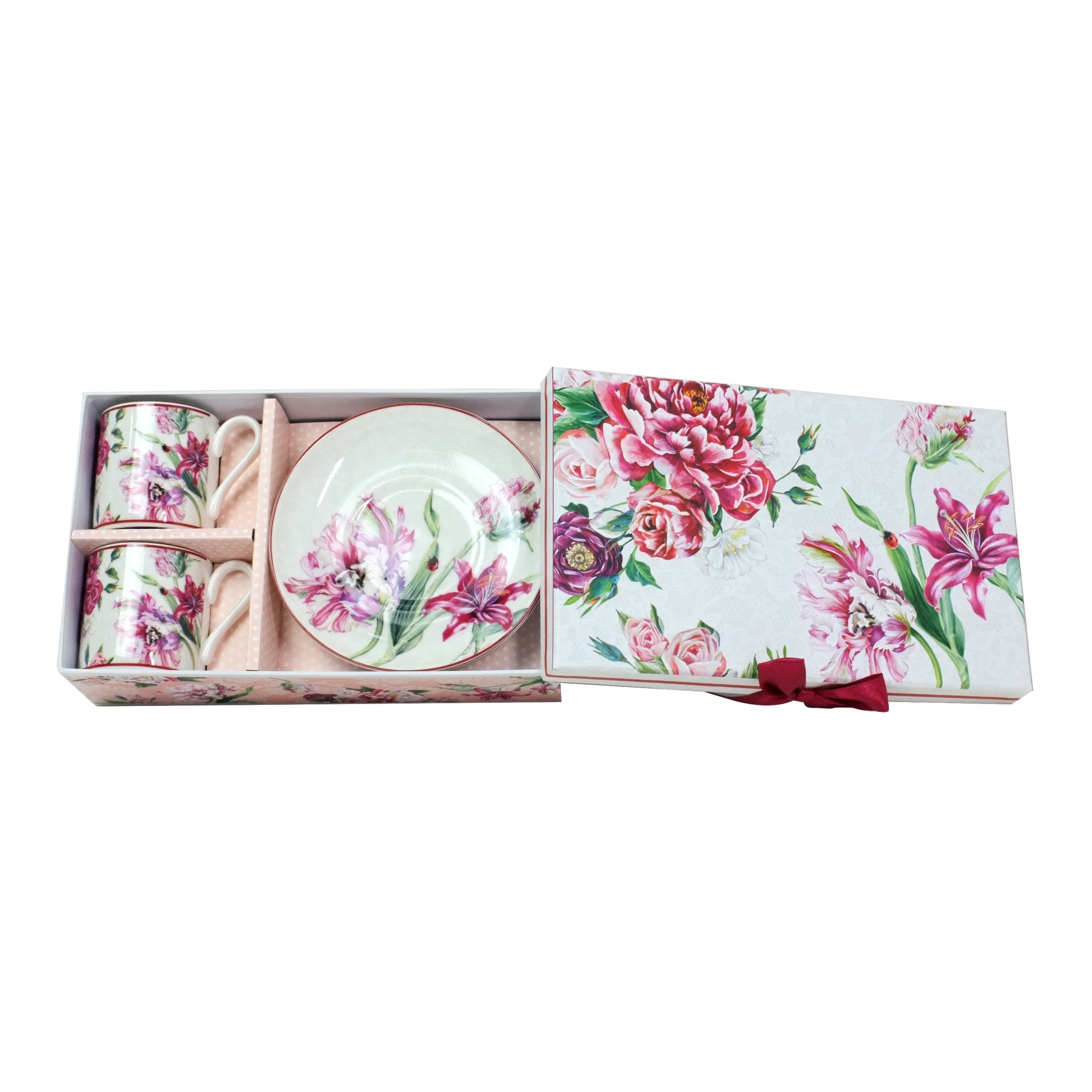 Set 2 Cesti Portelan Bobo R2028RS2/N D325, Floral, 100ml