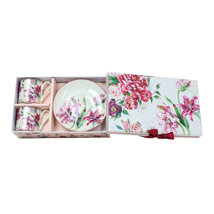 Set 2 Cesti Portelan Bobo R2028RS2/N D325, Floral, 100ml