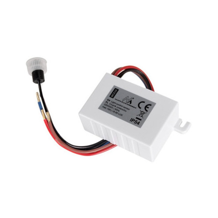 Senzor crepuscular Maclean cu sonda externa, 2000 W, intensitate reglabila 5–50 LUX, control automat iluminat si echipamente electrice, 220-240V AC, 50Hz
