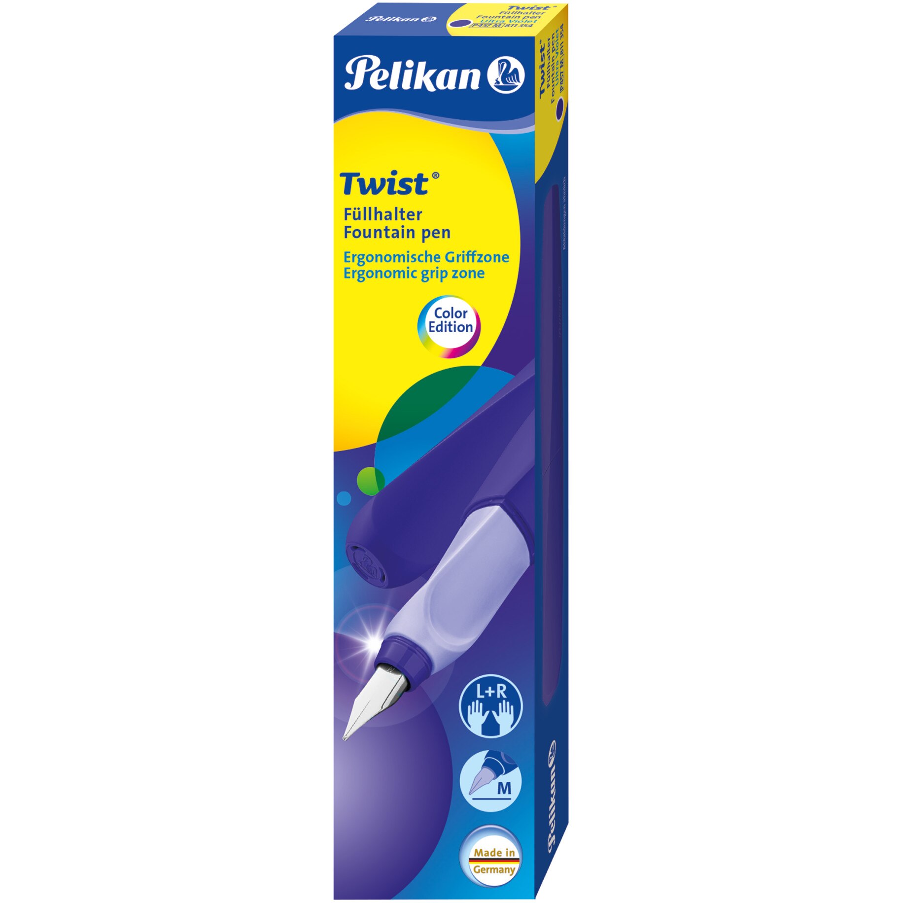 Stilou Pelikan Twist, penita M, cu grip, ergonomic, in cutie de carton, violet