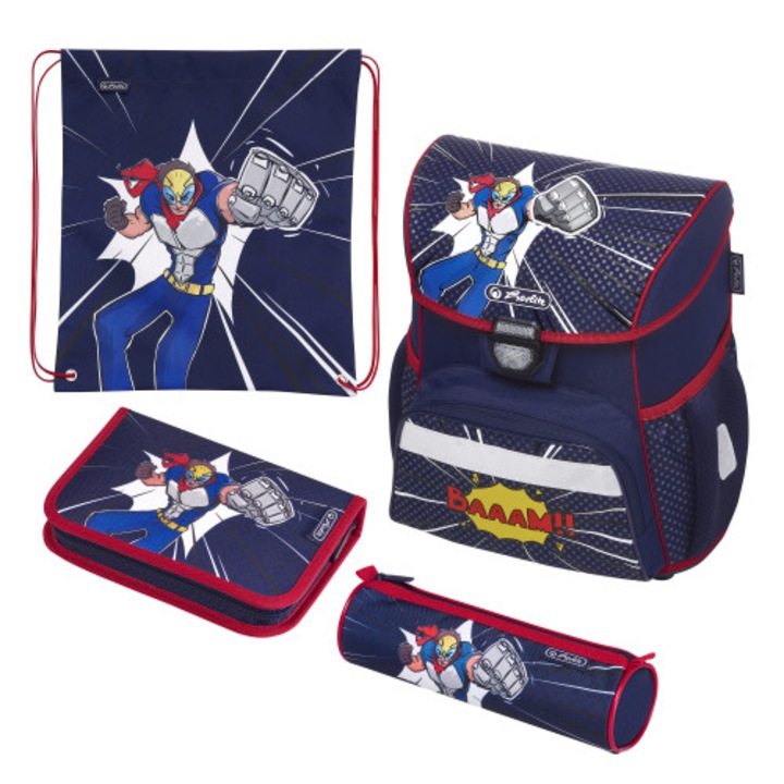 Ghiozdan Herlitz Loop Comic Hero, echipat, ergonomic, 22 x 31 x 37 cm