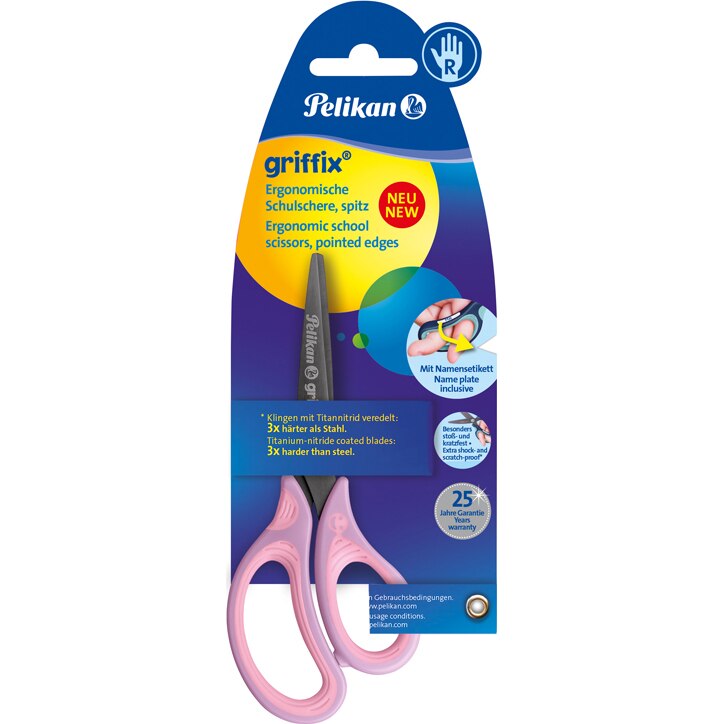Foarfeca Pelikan Griffix, pentru dreptaci, maner din plastic, 15cm, lila