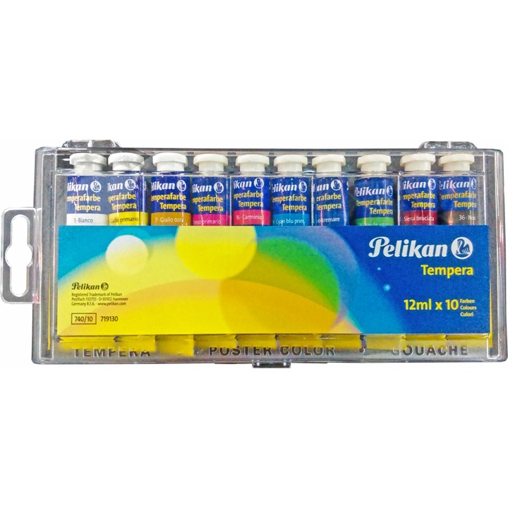 Комплект темперни боички Pelikan 740, 12 мл, 10 броя/комплект