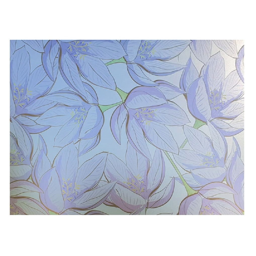 Folie pentru geam decorativa flori bleu, 5 m x 1 m