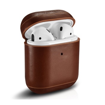 Carcasa, husa AirPods 1, AirPods 2 - iCarer Vintage, din piele naturala, interior microfibra, decupaj indicator LED, culoare Maro coniac Carcasa, husa AirPods 1, AirPods 2 - iCarer Vintage, din piele naturala, interior microfibra, decupaj indicator LED, culoare Maro coniac