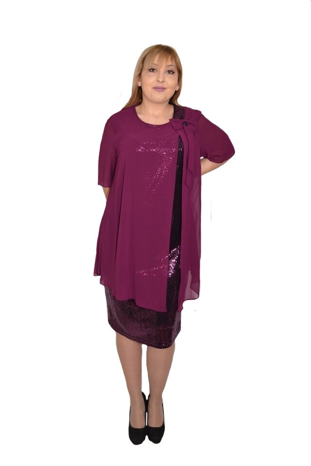 Rochie dama, rafinata Ava,insertii paiete argintii,D&J Exclussive, Mov