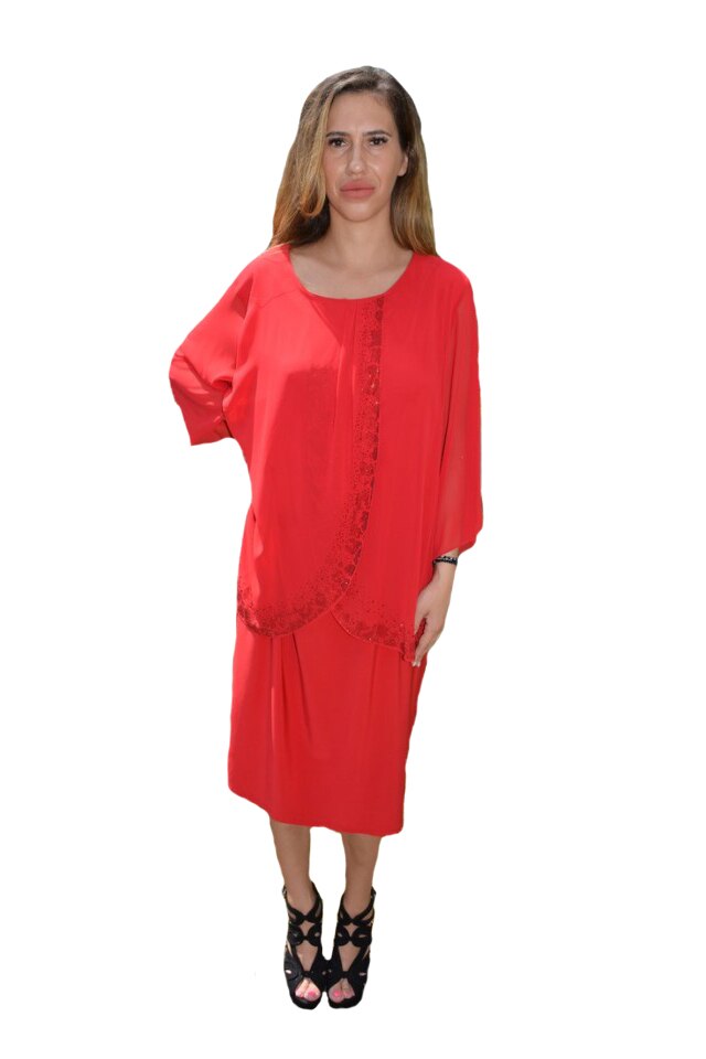 Rochie dama, eleganta Suzane cu strasuri si sclipici,D&J Exclussive, Rosu