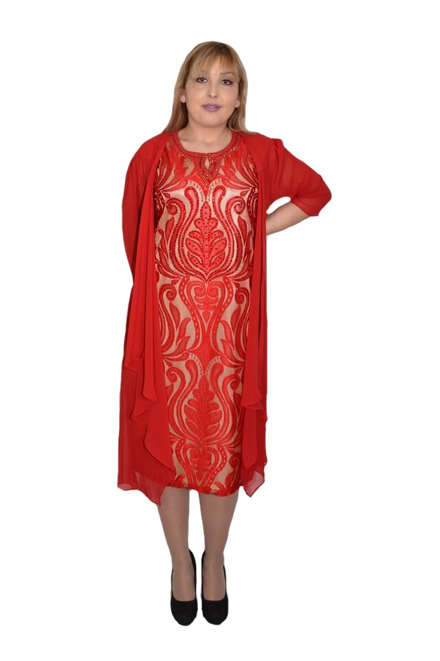 Rochie dama, Soreena din dantela si voal,D&J Exclussive, Rosu