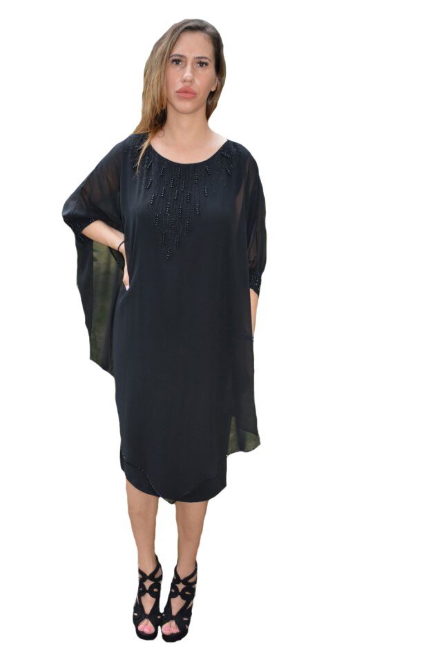 Rochie dama,eleganta Emersyn cu aplicatii rafinate,D&J Exclussive, Negru