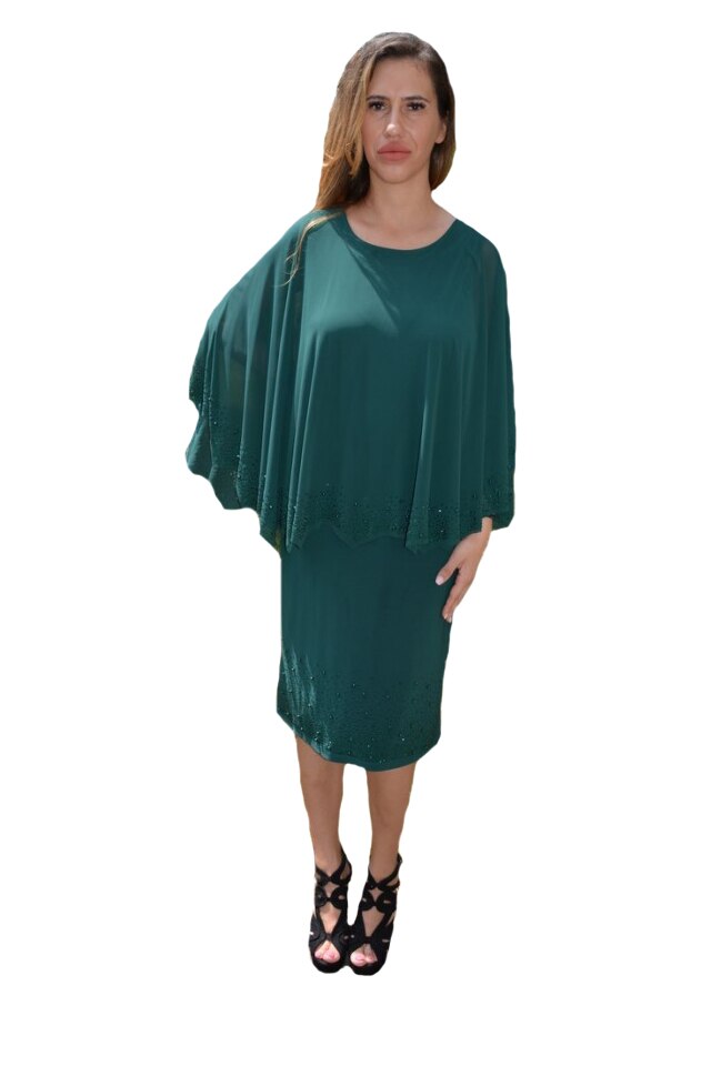 Rochie Maci cu aplicatii de strasuri ,voal deasupra pana in talie,D&J Exclussive, Verde
