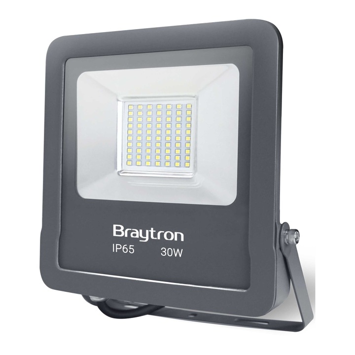 Proiector led 30W, 2550lm, IP65, lumina calda 3000K, Gri, Braytron