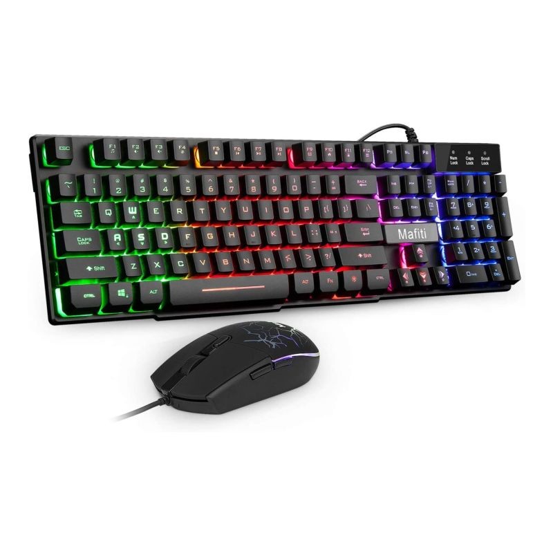 Kit tastatura mouse gaming, Mafiti Tek, iluminate 7 culori, interfata USB, plug&play - eMAG.ro