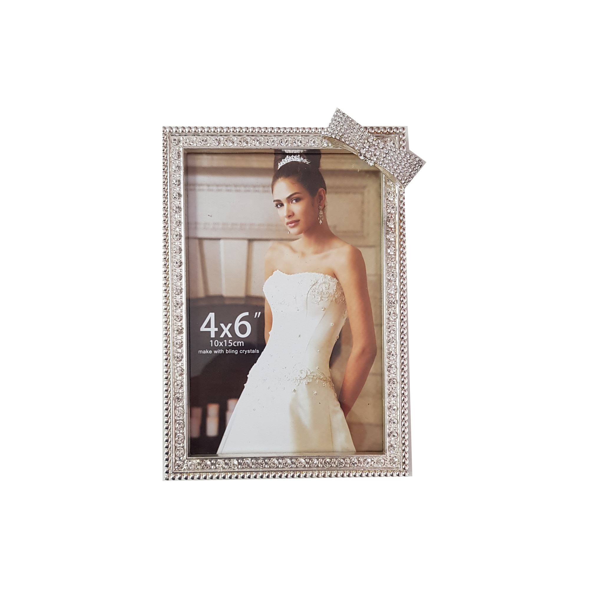 Rama foto 10 x 15 din aluminiu cu insertie de cristale lucioase