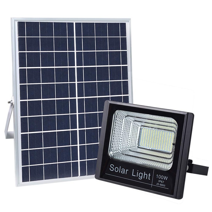 Solar Light 100W Napelemes, alkonyat kapcsolós LED lámpa IP67