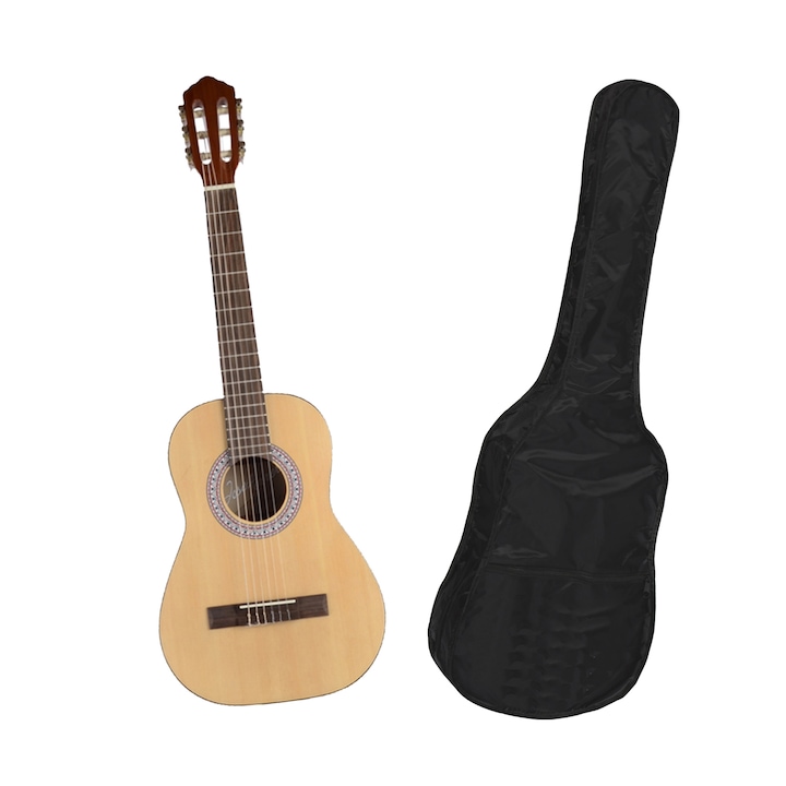 IdeallStore, klasszikus gitár, 4/4 méretű, natúr, ajándék gitártok